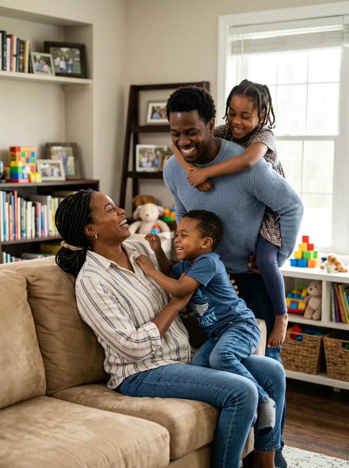 Famille souriante, image illustrative
